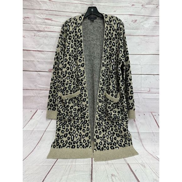 Sanctuary Beige Open Front Animal Print Cardigan Women’s Size Medium - Picture 1 of 5